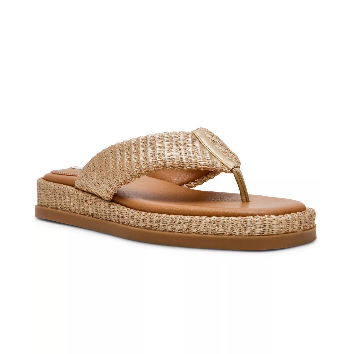 New Steve Madden Women's Bella Flip Flop Sandals In Gold Raffia